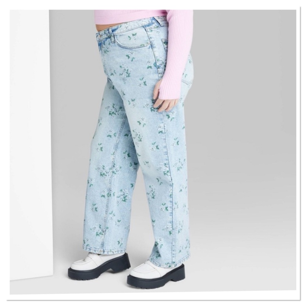 Women’s 90’s Relaxed Straight Jeans Wild Fable Light Floral Blue